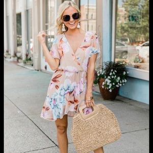 Pink Lily A Dreamy Life Beige Floral Dress
